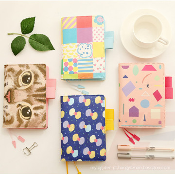 New Fashion Trendy A5 PU Leather Binder Planner, Macarons Notebooks Stationery